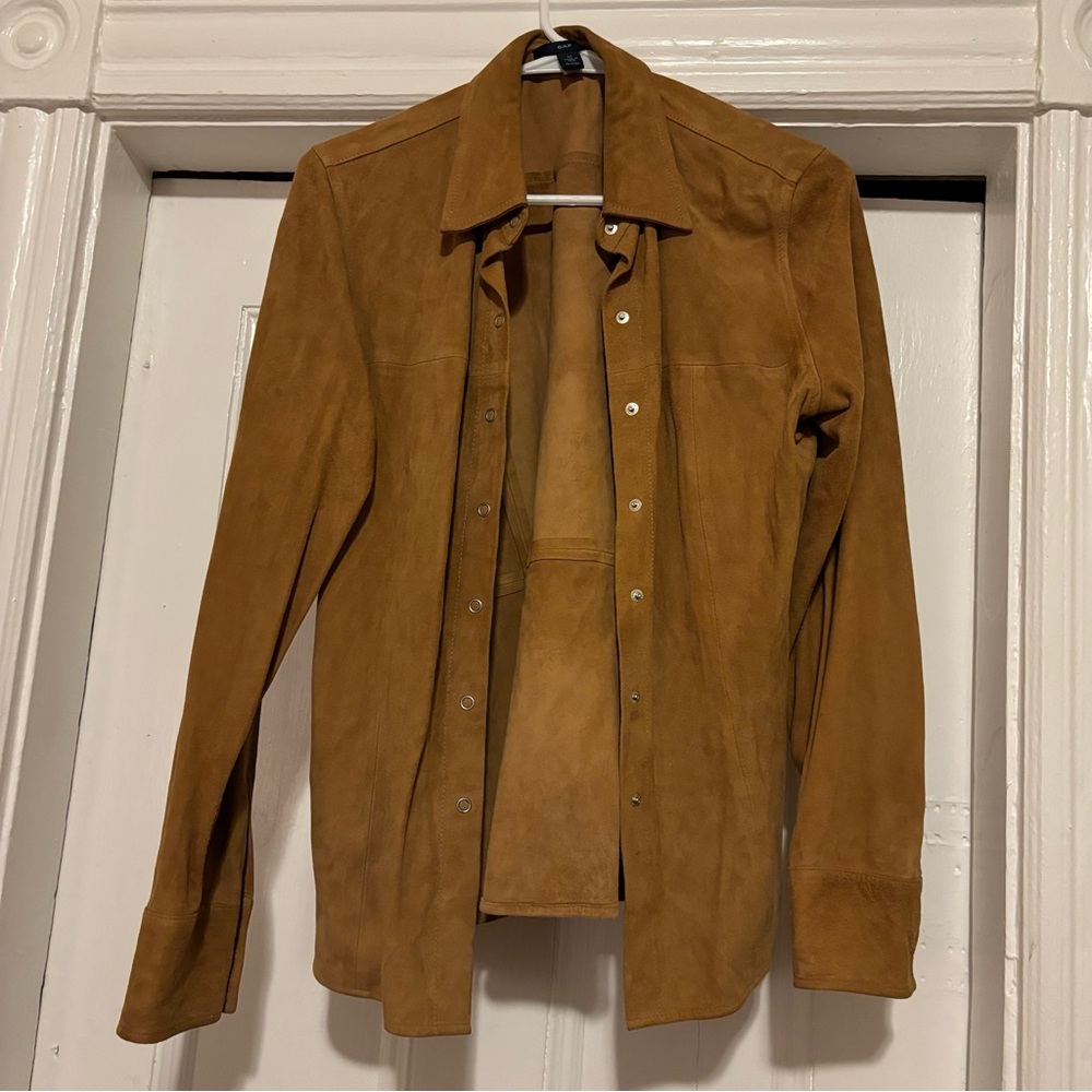 Gap brown leather button up shirt